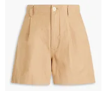 Linen, TENCEL™ and cotton-blend twill shorts - Neutral
