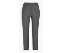 Cropped mélange stretch-wool slim-leg pants - Gray