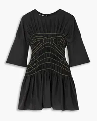 Stella McCartney Smocked silk-satin top - Black Black