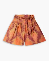 Ulla Johnson Marin belted tie-dyed cotton shorts - Orange Orange