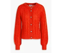Cable-knit mohair-blend cardigan - Red