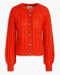 Ganni Cable-knit mohair-blend cardigan - Red Red