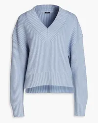 Joseph Stitch ribbed cotton, wool and cashmere-blend sweater - Blue Blue