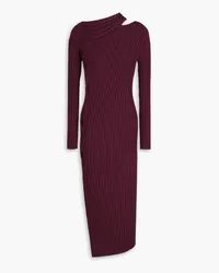 Diane von Furstenberg Cassie cutout ribbed-knit midi dress - Burgundy Burgundy