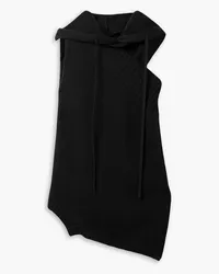 Monse Asymmetric merino wool-blend hooded sweater - Black Black