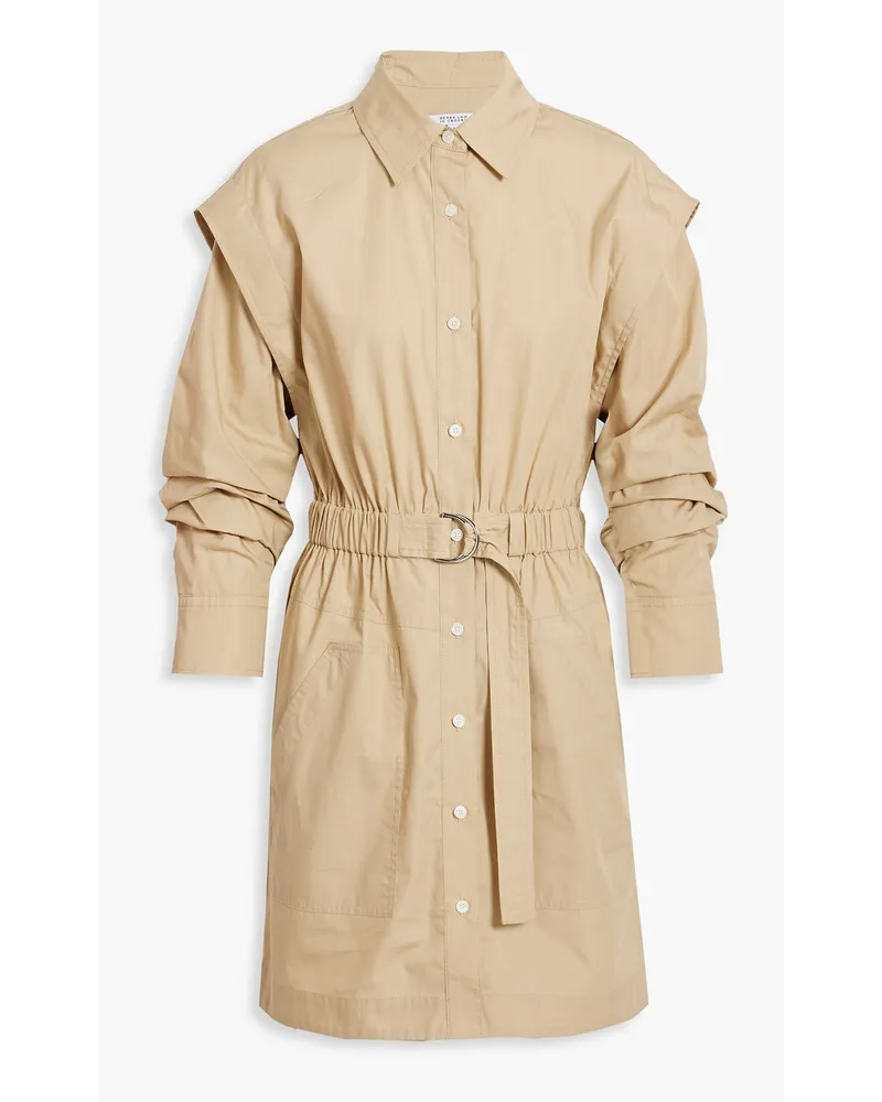 Hadley belted cotton-poplin mini shirt dress - Neutral