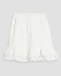 Charo Ruiz Ruffled broderie anglaise cotton-blend mini skirt - White White