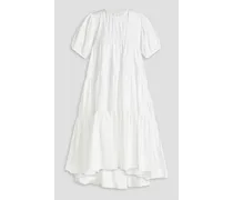 Esme tiered gathered taffeta dress - White