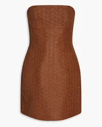 Roberto Cavalli Strapless woven leather mini dress - Brown Brown