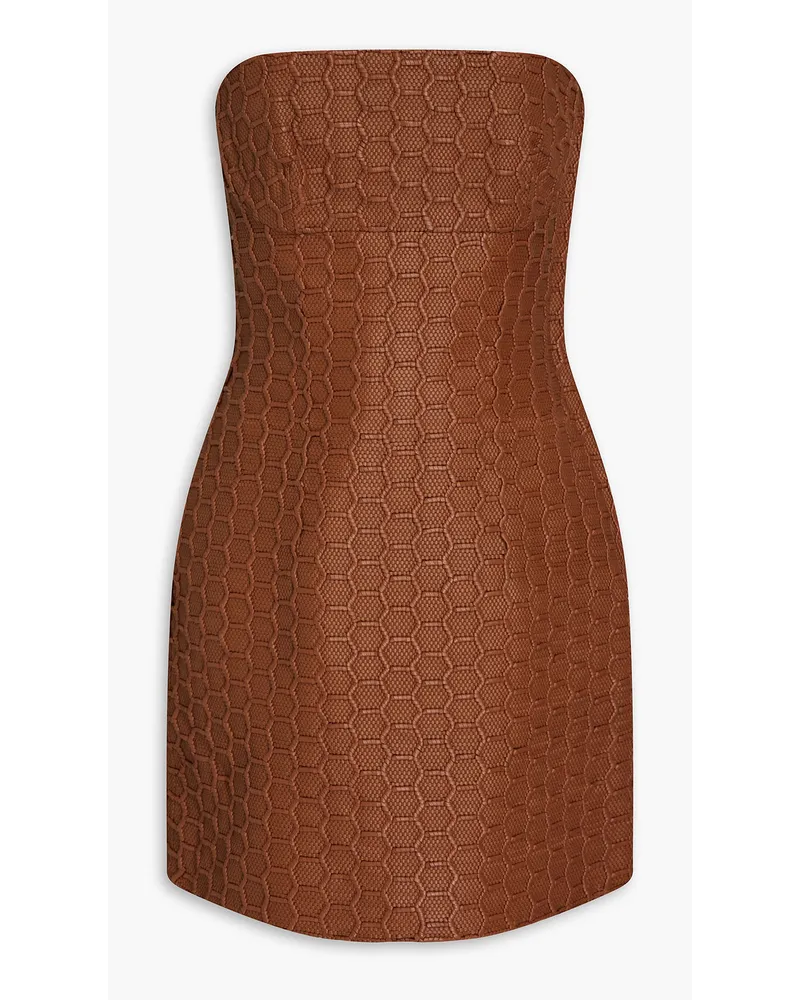 Roberto Cavalli Strapless woven leather mini dress - Brown Brown