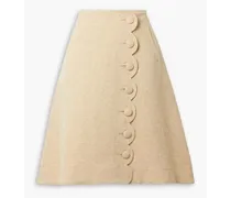 Scalloped linen-blend skirt - Neutral