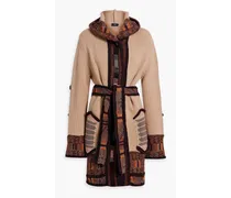 Jacquard-knit wool-blend hooded cardigan - Neutral