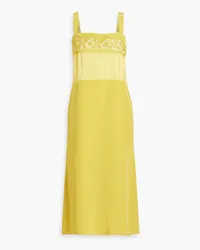 Maison Margiela Embroidered crepe midi slip dress - Yellow Yellow