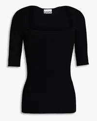 Ganni Ribbed-knit top - Black Black