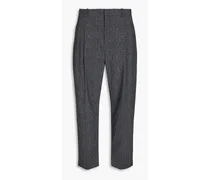Pleated twill tapered pants - Gray