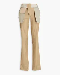 Valentino Garavani Twill and silk-trimmed cotton-blend straight-leg pants - Green Green