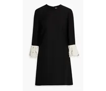 Beaded wool and silk-blend crepe mini dress - Black