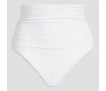 Ruched high-rise bikini briefs - White