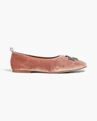 Tory Burch Eleanor embellished velvet ballet flats - Pink Pink