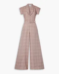 Miguelina Odessa belted checked linen jumpsuit - Neutral Neutral