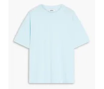 Appliquéd cotton-jersey T-shirt - Blue