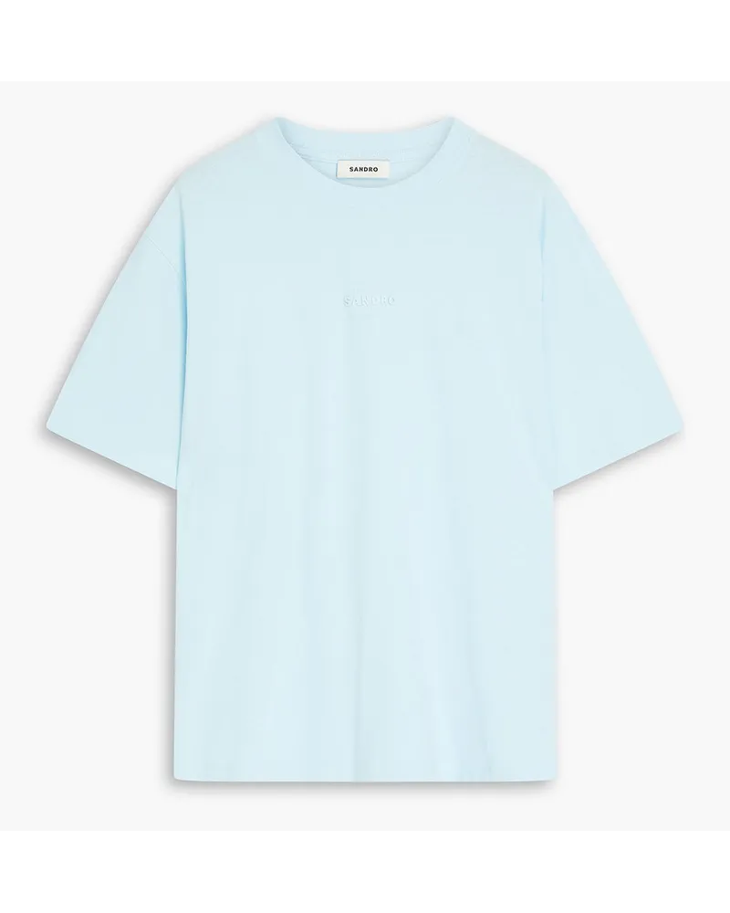 Sandro Appliquéd cotton-jersey T-shirt - Blue Blue