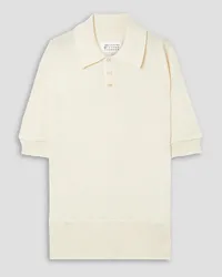 Maison Margiela Distressed wool-blend polo top - White White