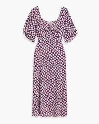 Diane von Furstenberg Asa twisted printed crepe midi dress - Purple Purple