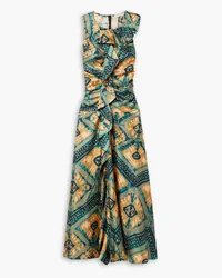 Ulla Johnson Othella ruffled printed silk-twill maxi dress - Yellow Yellow