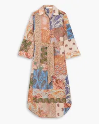 Zimmermann Devi belted paisley-print silk midi shirt dress - Orange Orange