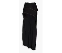 Ruffled satin-crepe and georgette skirt - Black