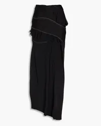 Victoria Beckham Ruffled satin-crepe and georgette skirt - Black Black