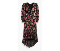 Alice Olivia - Katia ruffled floral-print fil coupé chiffon maxi dress - Black
