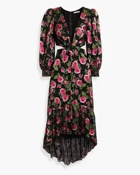 Alice + Olivia Alice Olivia - Katia ruffled floral-print fil coupé chiffon maxi dress - Black Black