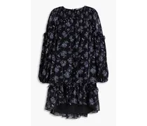Zola ruffled floral-print georgette mini dress - Black