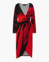 Louisa Ballou Summer Solstice wrap-effect printed stretch-jersey midi dress - Red Red