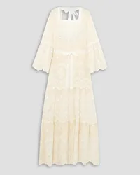 Miguelina Charlize appliquéd embroidered broderie anglaise cotton-blend maxi dress - White White