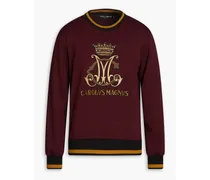 Embroidered French cotton-blend terry sweatshirt - Burgundy