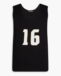 Dolce & Gabbana Appliquéd printed cotton-jersey tank - Black Black