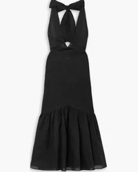 Marysia Shell-embellished cotton-seersucker halterneck midi dress - Black Black