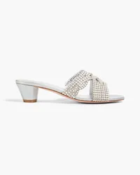 Gina Deitrich crystal-embellished patent-leather mules - Gray Gray