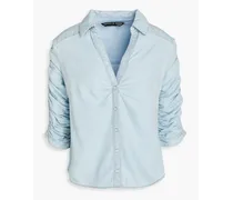 Cotton-blend chambray shirt - Blue