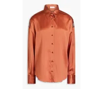 Bead-embellished stretch-silk satin shirt - Brown