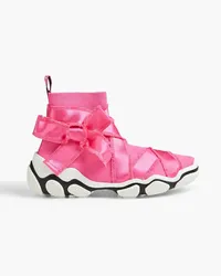 RED Valentino Glam Run satin-trimmed stretch-knit high-top sneakers - Pink Pink