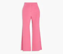 Cropped silk-satin crepe flared pants - Pink