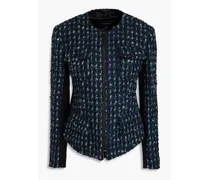 Wool-blend bouclé-tweed jacket - Blue