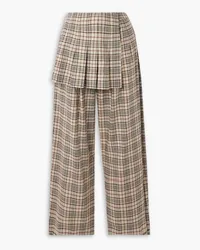 Sea Beatriz layered checked wool-blend wide-leg pants - Neutral Neutral