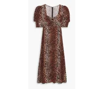Karen crystal-embellished leopard-print crepe midi dress - Animal print