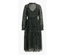 Tamra ruffled floral-print silk-voile midi dress - Black