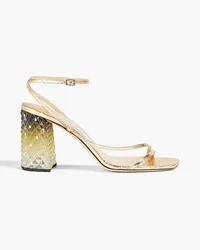 Jimmy Choo Art 85 metallic cracked-leather sandals - Metallic Metallic